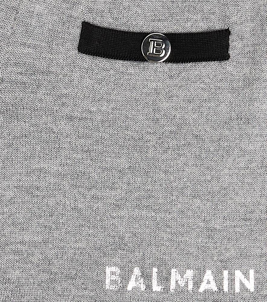 Wool shorts with Balmain logo, gray