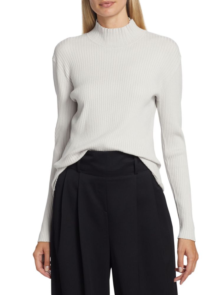 Nominee Ribbed Crew Neck Sweater in Egret