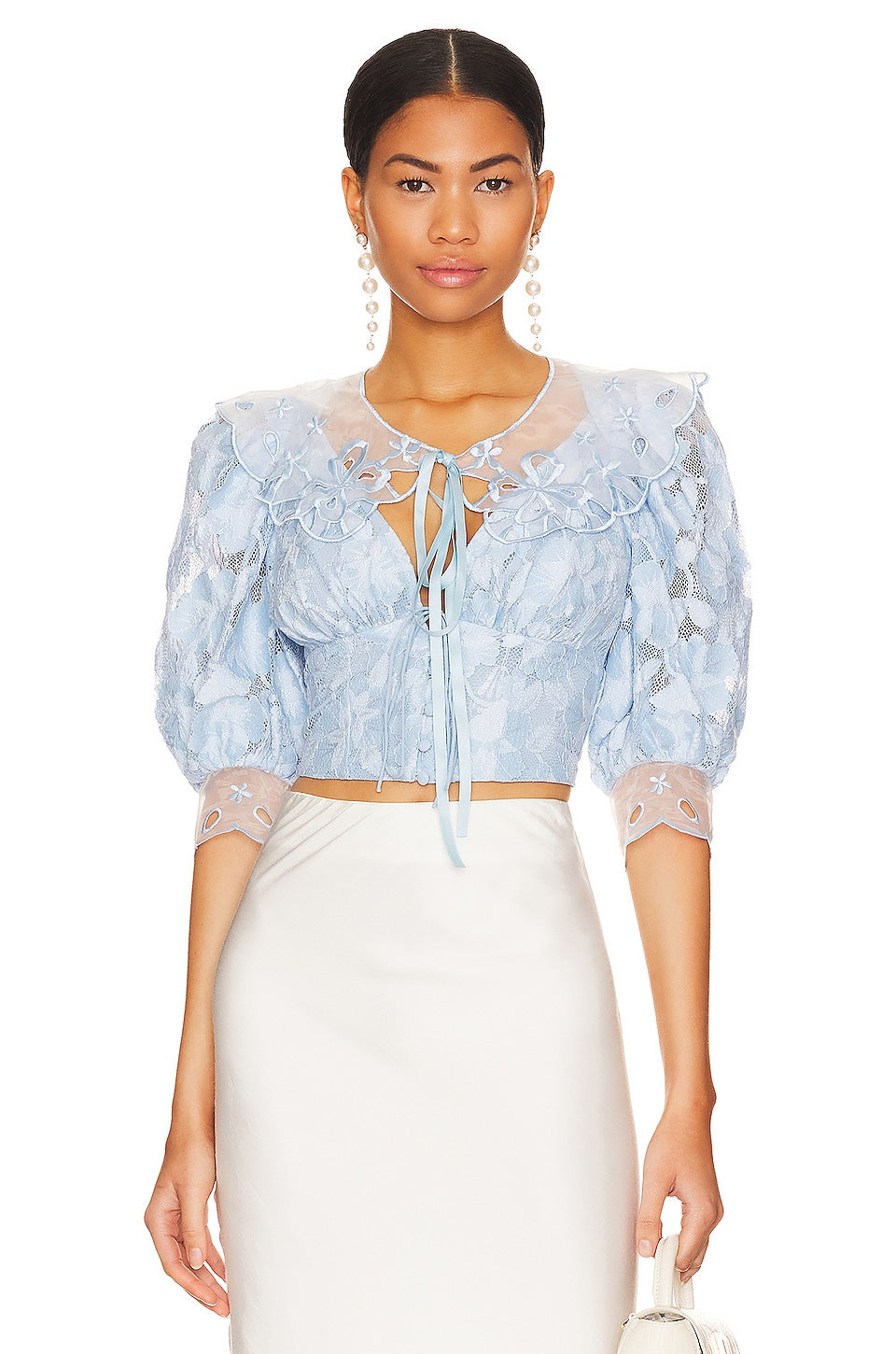 Top For Love & Lemons Uma Crop, blue