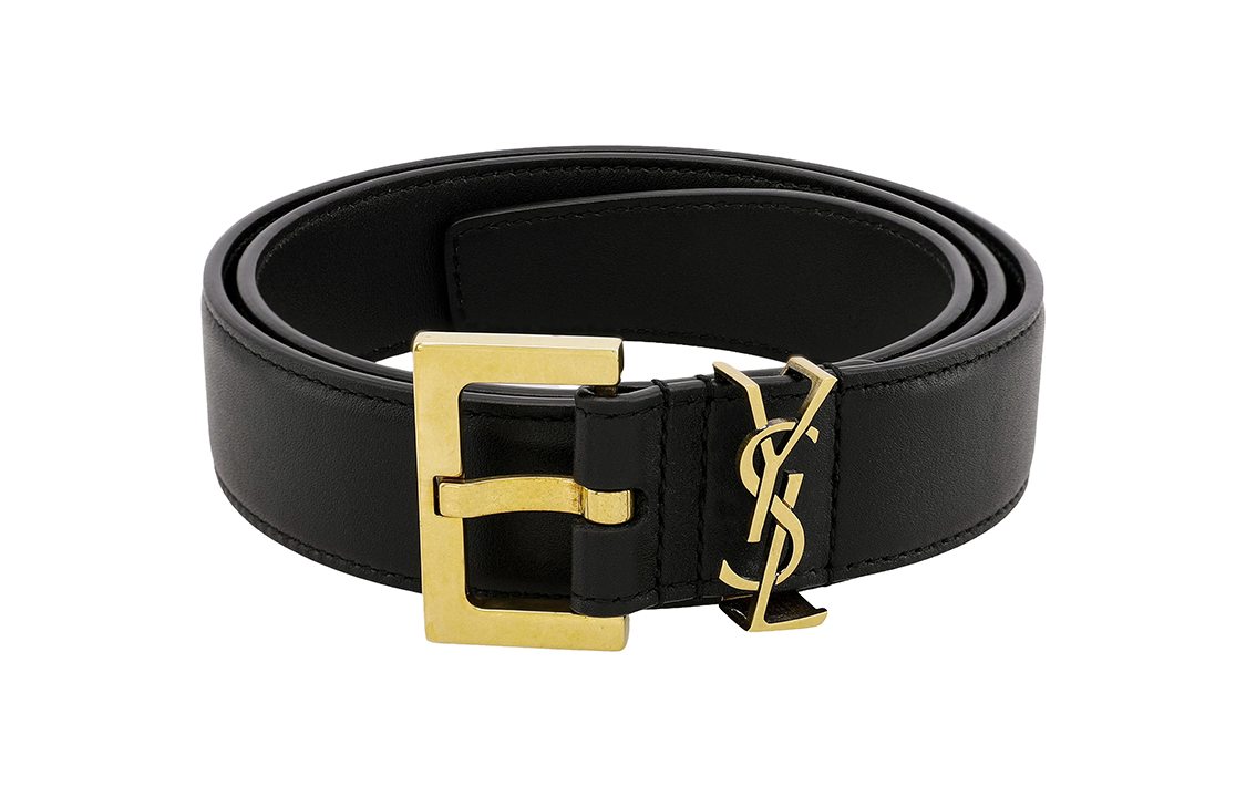 Saint Laurent Unisex Monogram Leather Belt