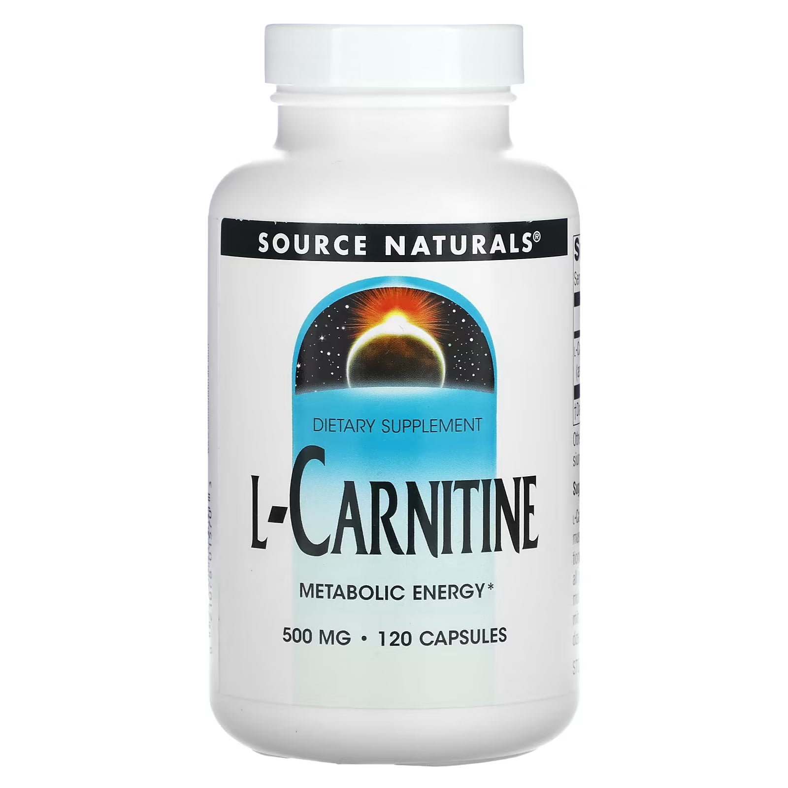 Source Naturals L-Carnitine, 500 mg, 120 Capsules