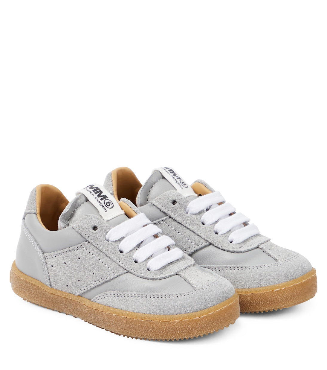 حذاء رياضي جلدي Mm6 Maison Margiela Kids، بيج