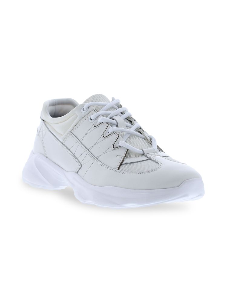 Zanzara leather and mesh sneakers, white