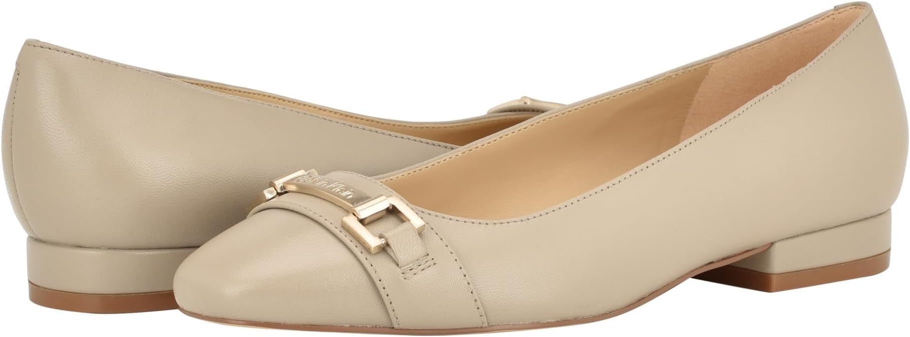 Crystil Calvin Klein Ballerinas, Taupe Leather