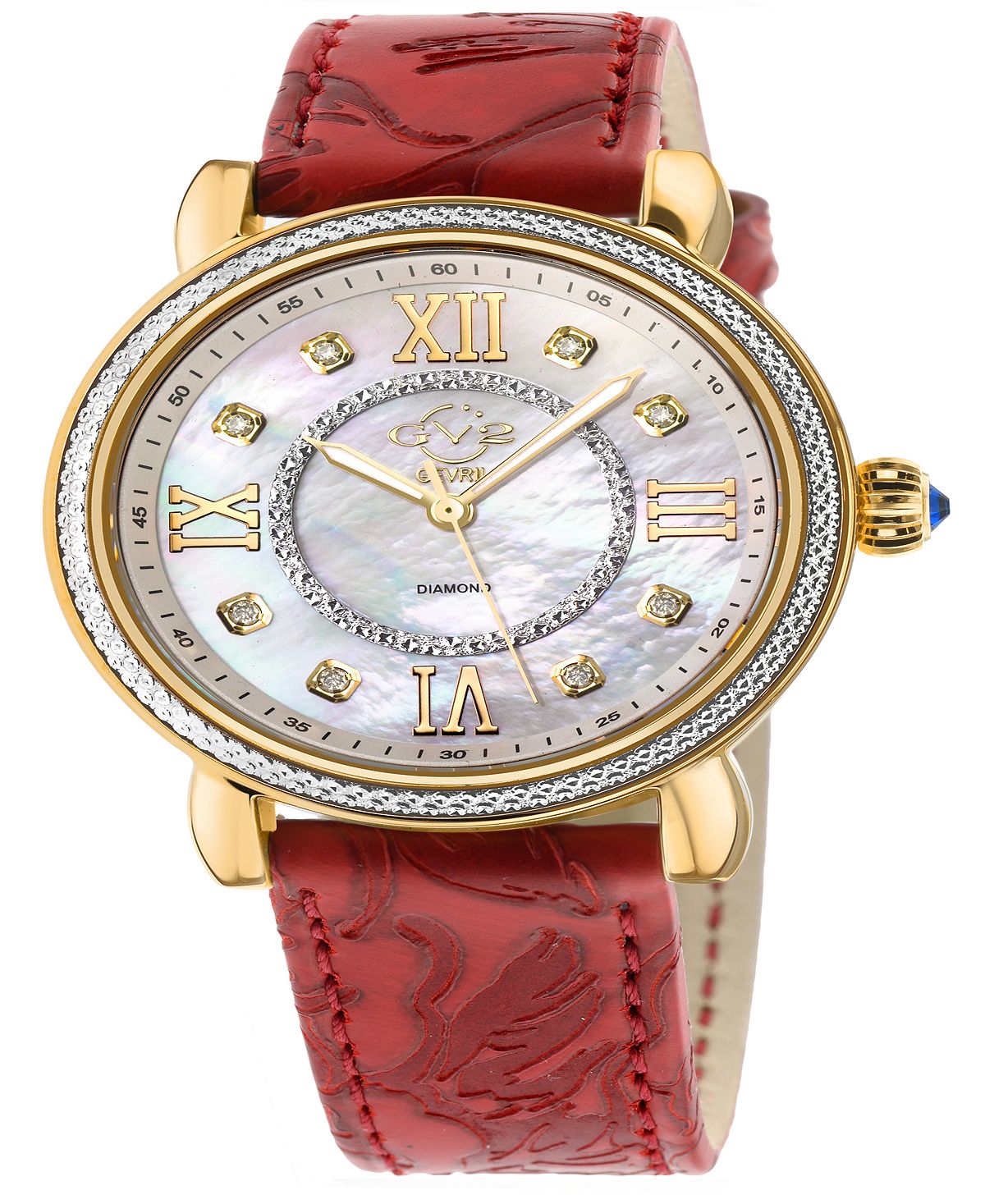 Marsala Women's Watch Swiss Quartz Italian Red Leather Straps 37mm Gevril , gold