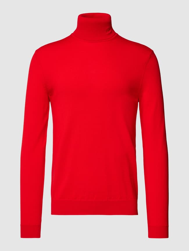 Knitted sweater with turtleneck model "San Tomas" HUGO, red