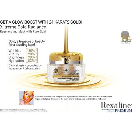 X-Treme Gold Radiance 24-karat gold mask with hyaluronic acid 50 ml, Rexaline