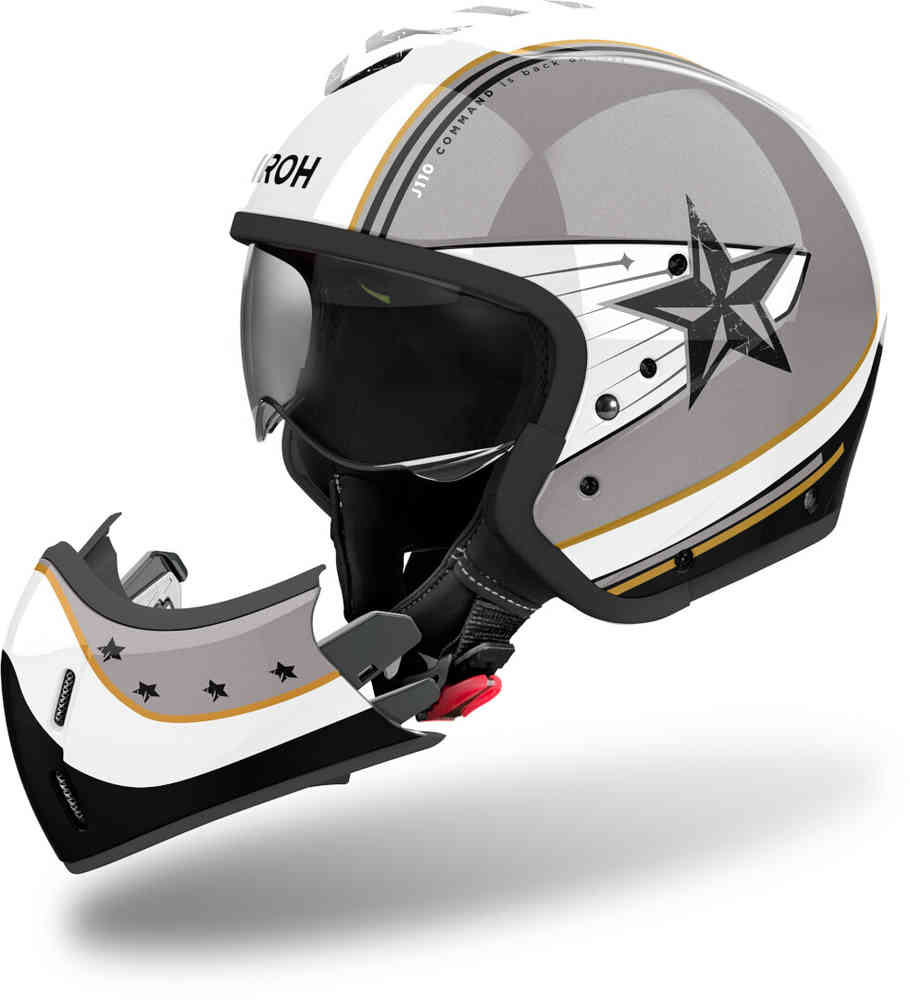 J110 Airoh Command Jet Helmet, Grey/Black/White