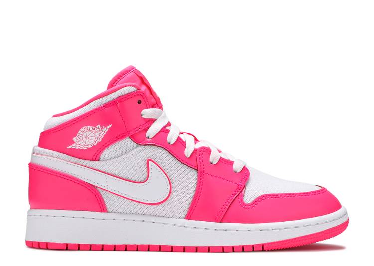 حذاء رياضي AIR JORDAN 1 MID GS 'HYPER PINK'، وردي