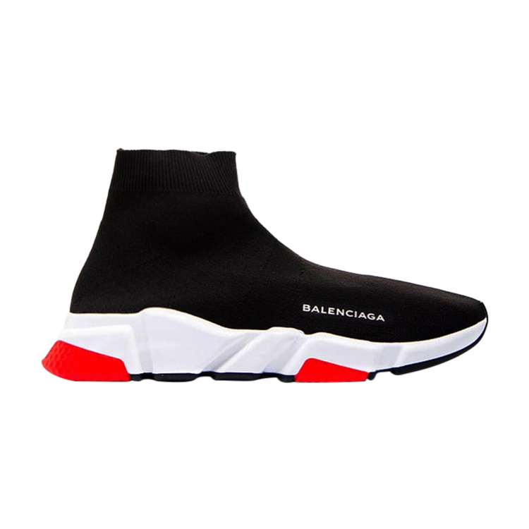 حذاء رياضي Balenciaga Womens Valencia Speed ​​Runner 'Black White Red' باللون الأسود