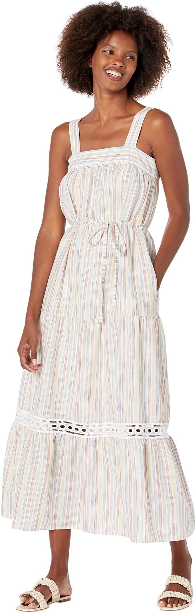 Striped Maxi with Trim Maggy London Dress in Ivory Multi