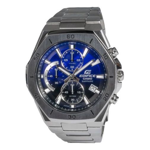 Watch Men's CASIO Edifice Fashion Business Classic Three Eyes Octagonal Dial Blue Watch Mens Analog, blue