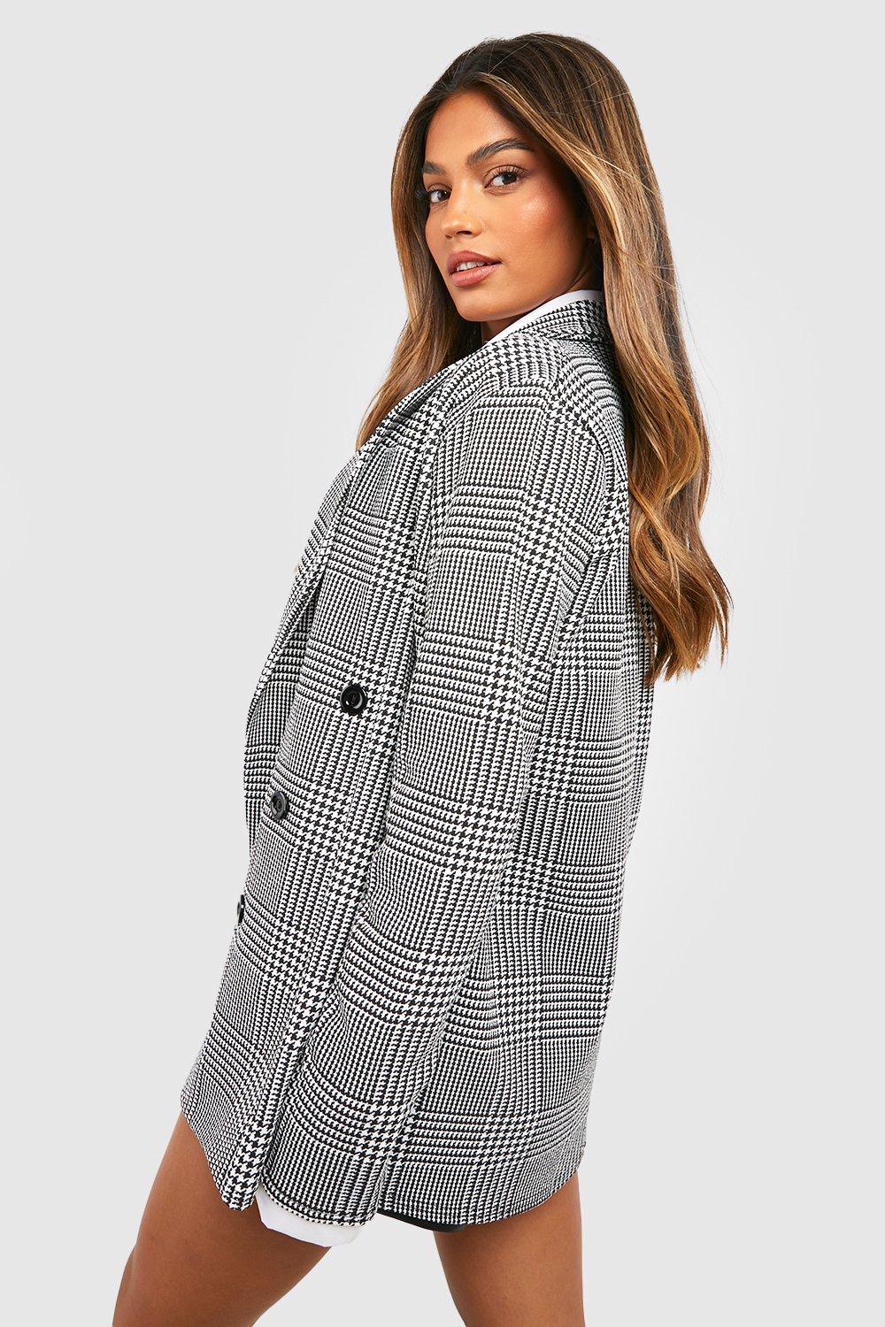 Boohoo Relaxed Flannel Knit Basic Blazer in Black