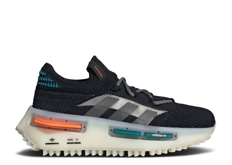 حذاء رياضي Adidas NMD_S1 J 'BLACK TEAL ORANGE' باللون الأسود