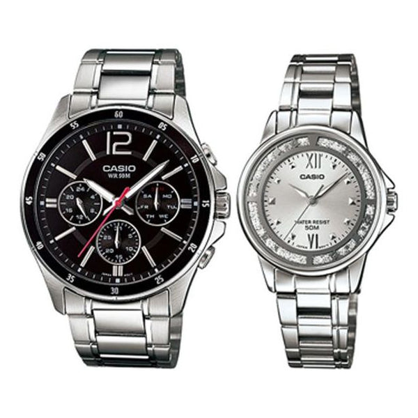 Watch CASIO ENTICER SERIES Series Couple Quartz Waterproof Black/Silver Analog, black