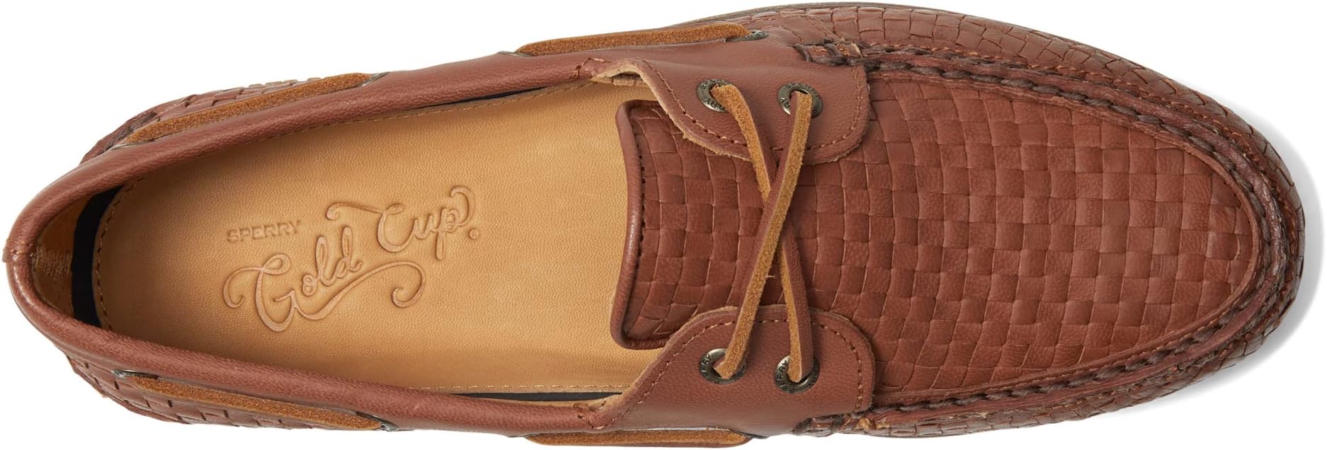 Gold Authentic Original 2-Eye Woven Sperry Boat Shoes, Tan