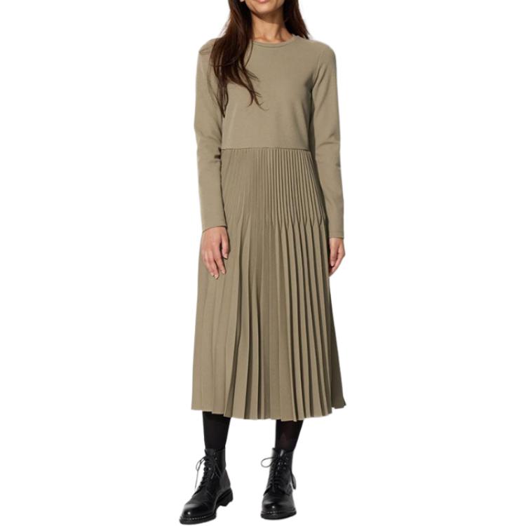 Women's Long Sleeve Dress Dark Beige Uniqlo