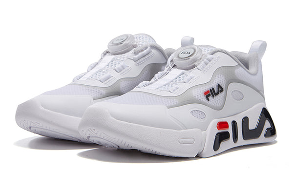 حذاء رياضي (GS) FILA BOA Classic VNTG للجري باللونين الأبيض والأسود، أبيض