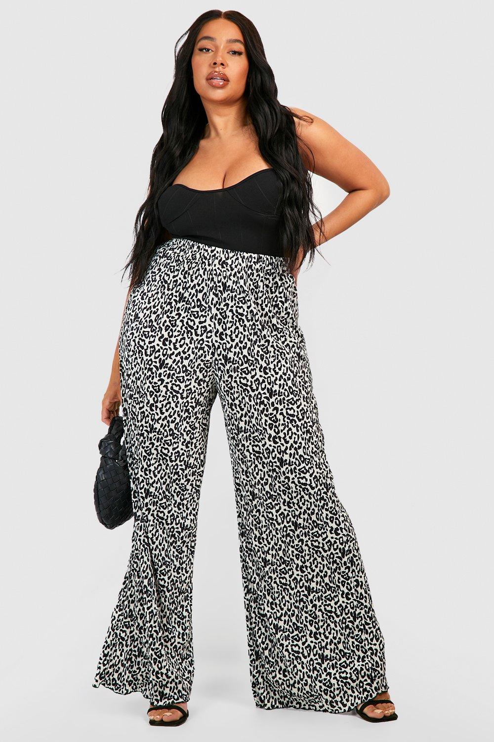 Boohoo leopard print trousers, brown