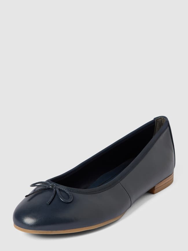 Leather ballet flats with decorative bow model "BASIC" Tamaris, dark blue