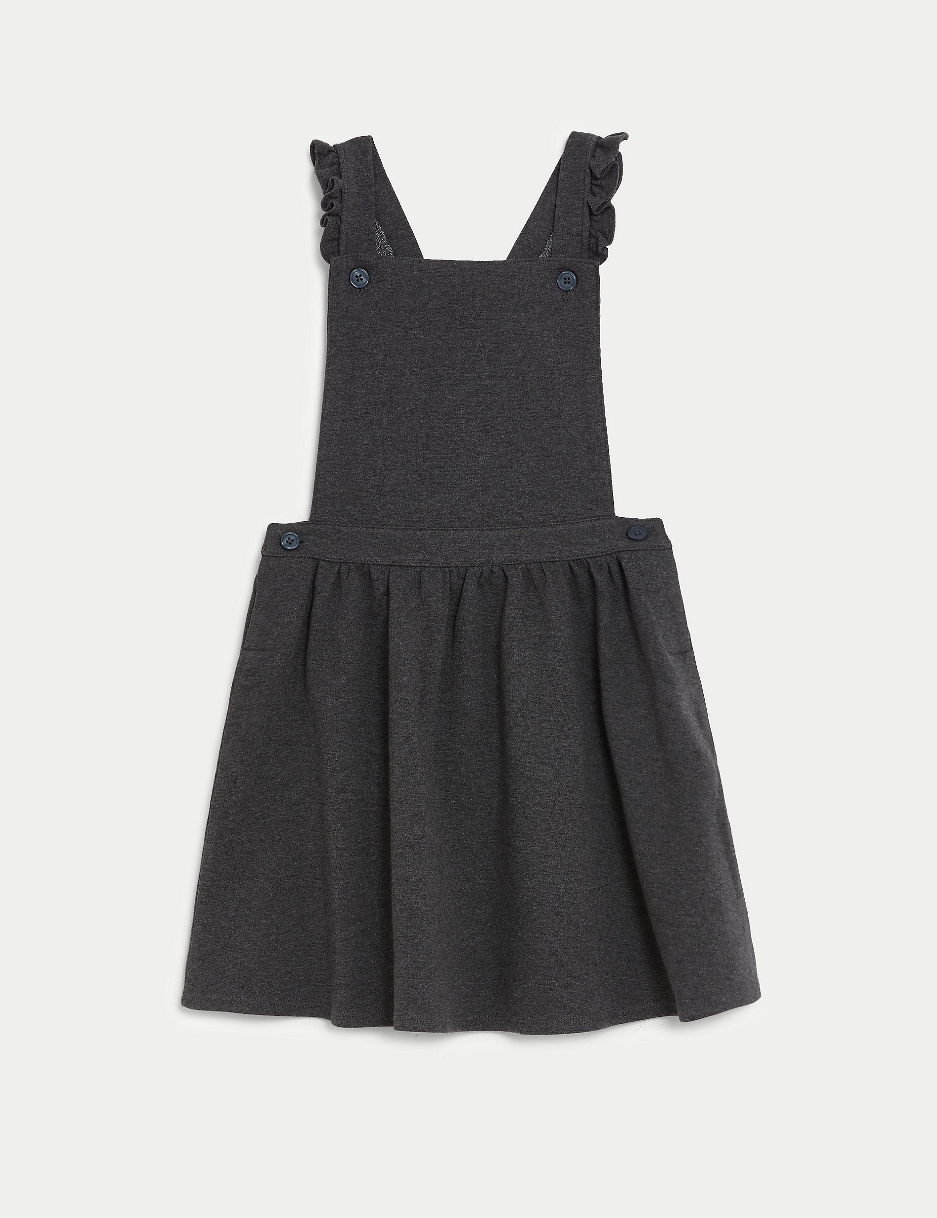 School sundress in jersey with ruffles for girls (2-12 years) Marks & Spencer, gray