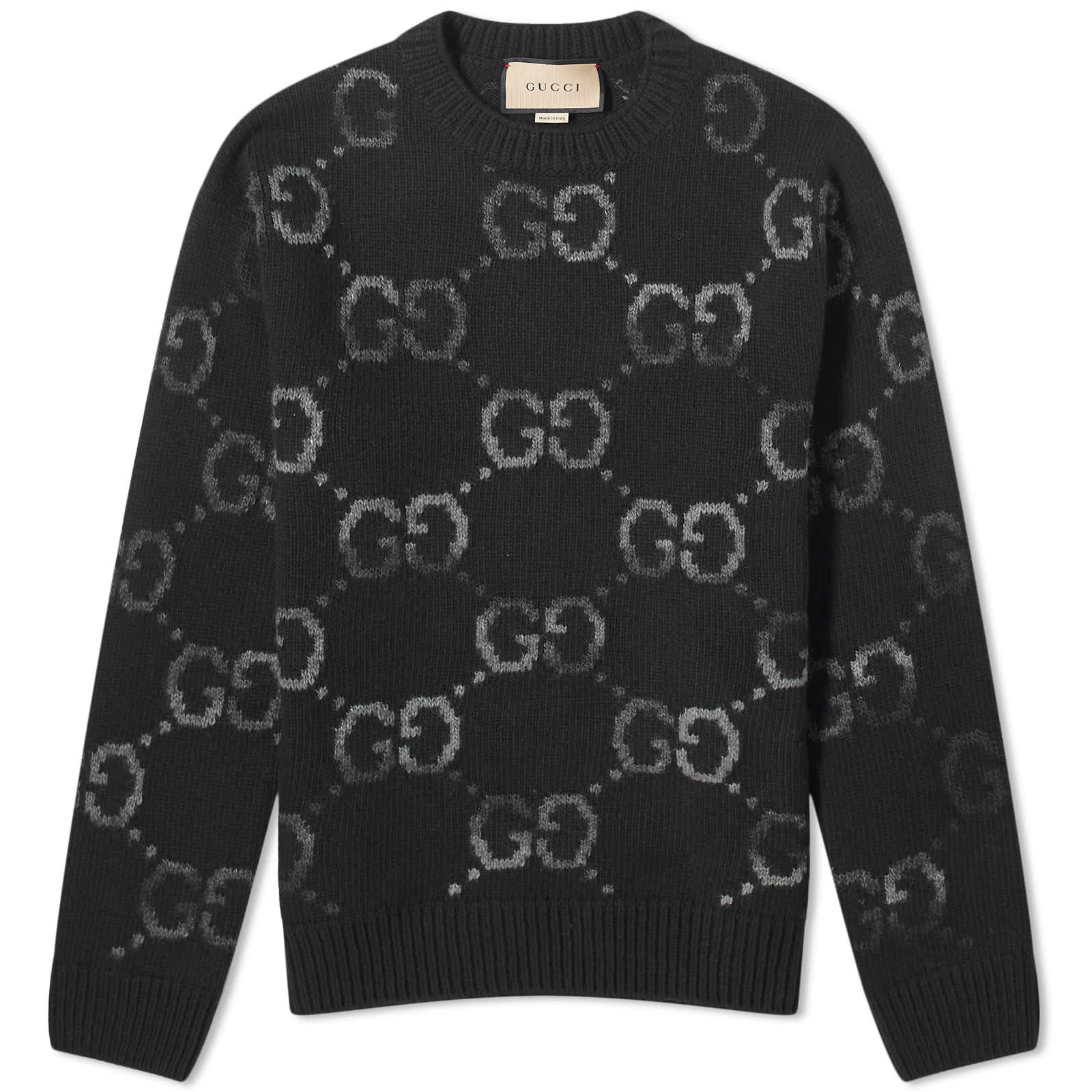 Gucci Jumbo Gg Jacquard Crew Neck Jumper, black