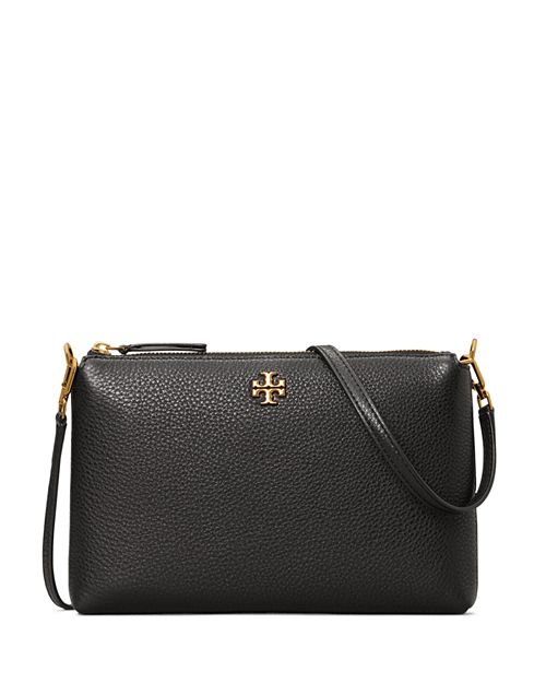 Tory Burch Pebbled Leather Small Kira Shoulder Bag with Top Zip in Black