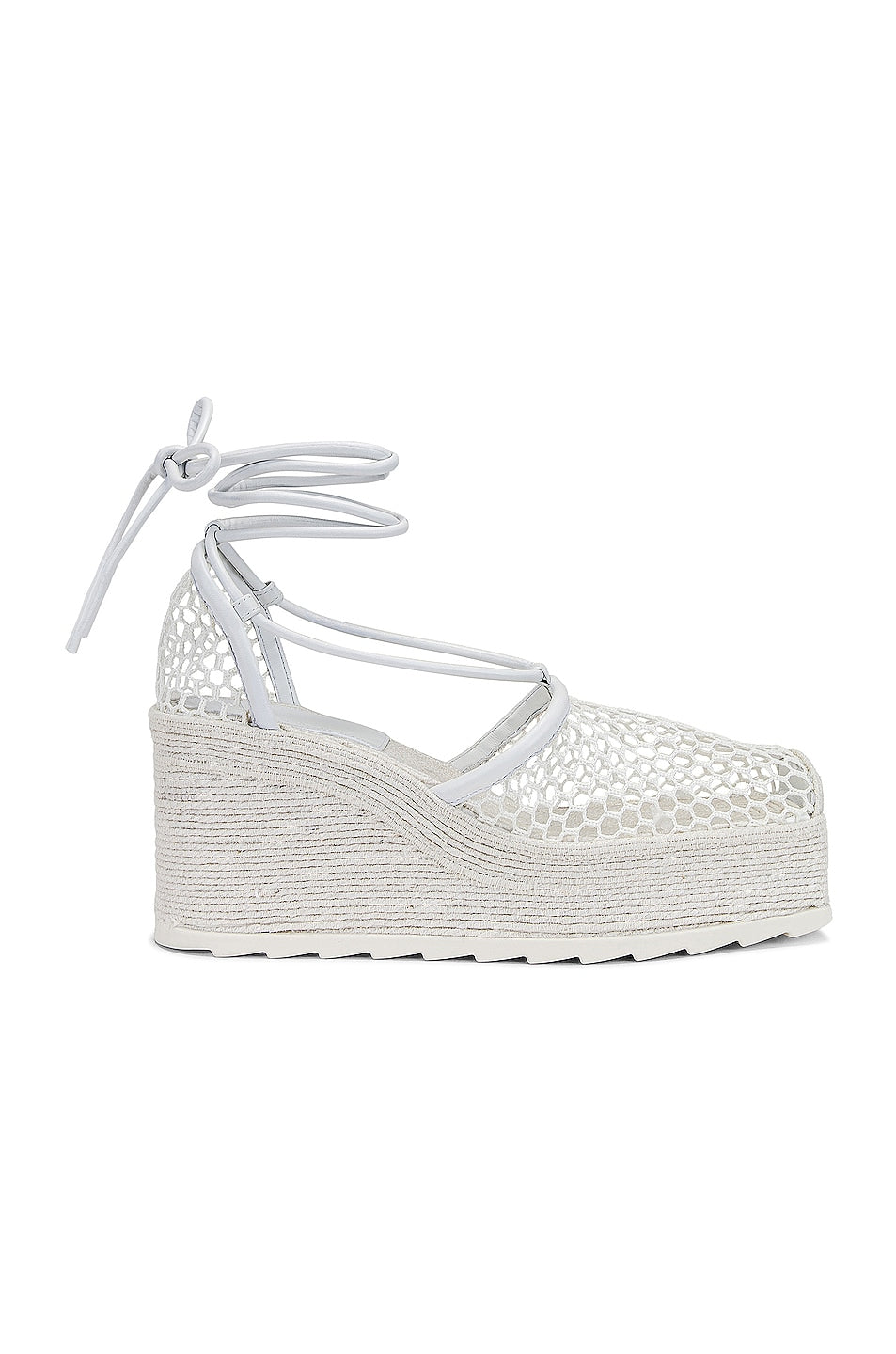 Bottega Veneta Stretch Lace Up Espadrilles in Optic White