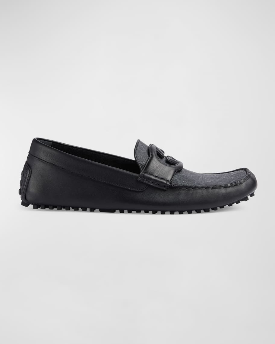 Ayrton Interlocking G Gucci Men's Leather Slides