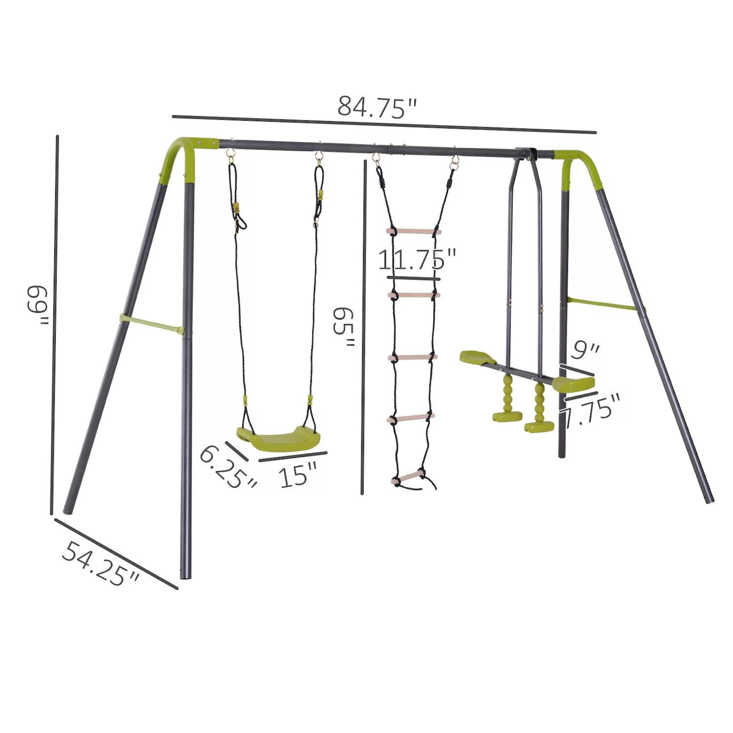 HOMCOM Outdoor Backyard Swing with 2 Person Swing play equipment for children from 3 to 10 years Hom  Com