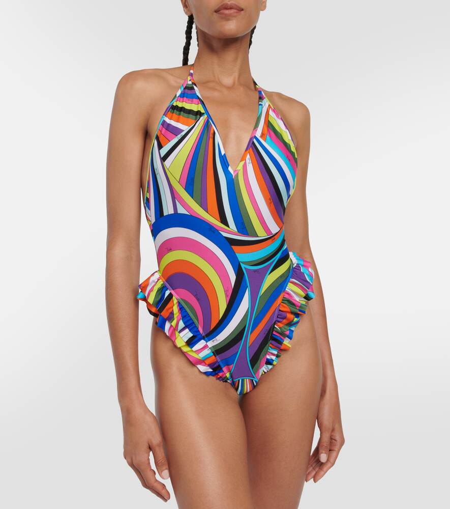 Halter-neck swimsuit with PUCCI print, multicolor