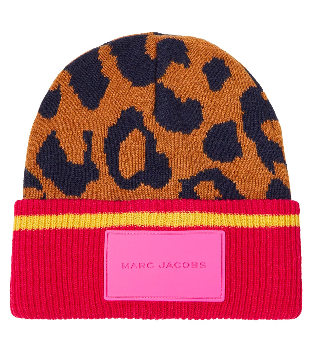 Marc Jacobs Leopard Print Ribbed Beanie Hat, Multicolor