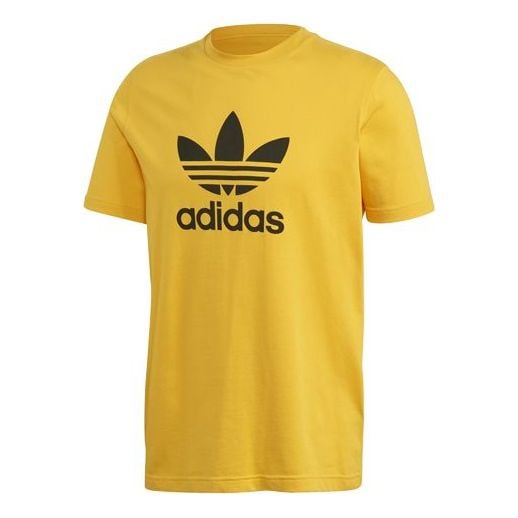 تي شيرت adidas originals TREFOIL T-SHIRT بأكمام قصيرة باللون الذهبي والأصفر