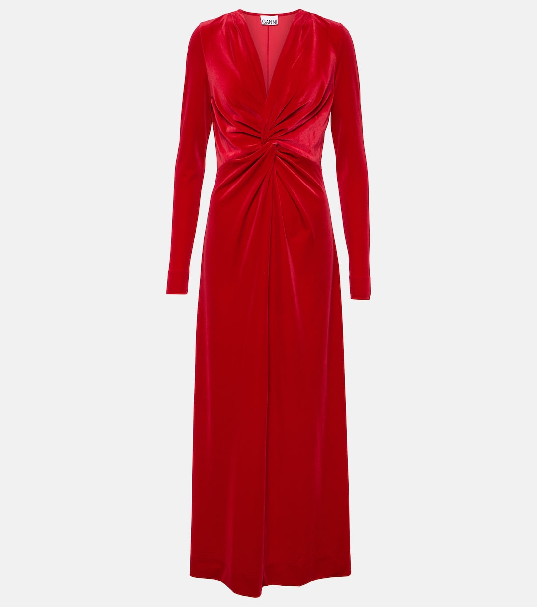 Velvet midi dress Ganni, red