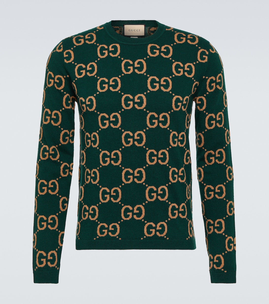 GG Gucci Jacquard Wool Sweater, Green