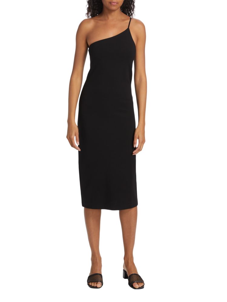 One-shoulder midi dress Irina Ponte Rag & Bone, black