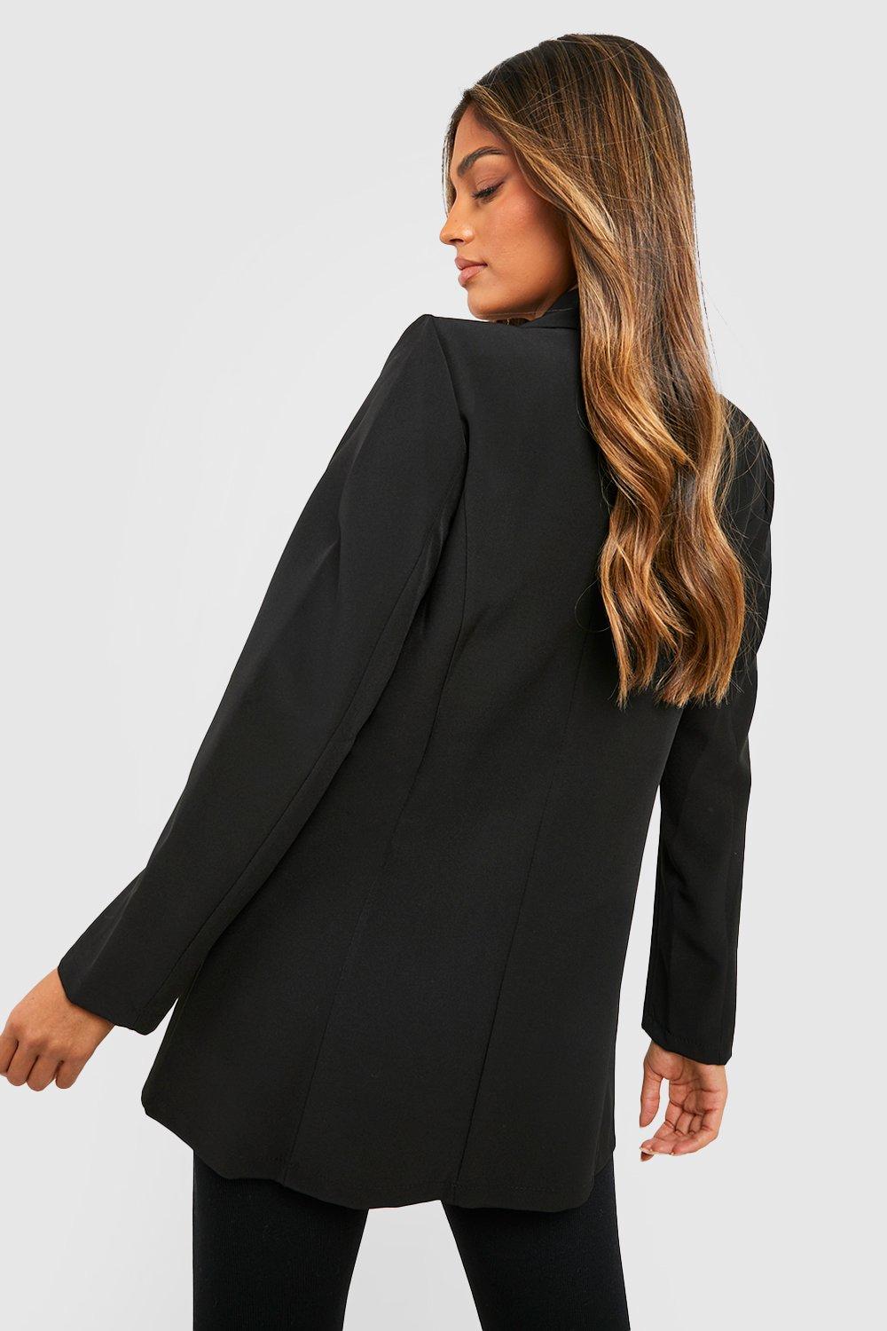 Boohoo Basic Woven Single Breasted Slim Blazer, Black