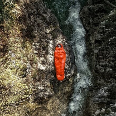 Run down sleeping bag: 19F down Mammut, Safety Orange