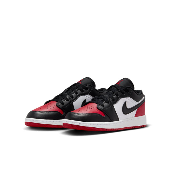 حذاء رياضي (GS) Air Jordan 1 Low 'Bred Toe 2.0'، أبيض