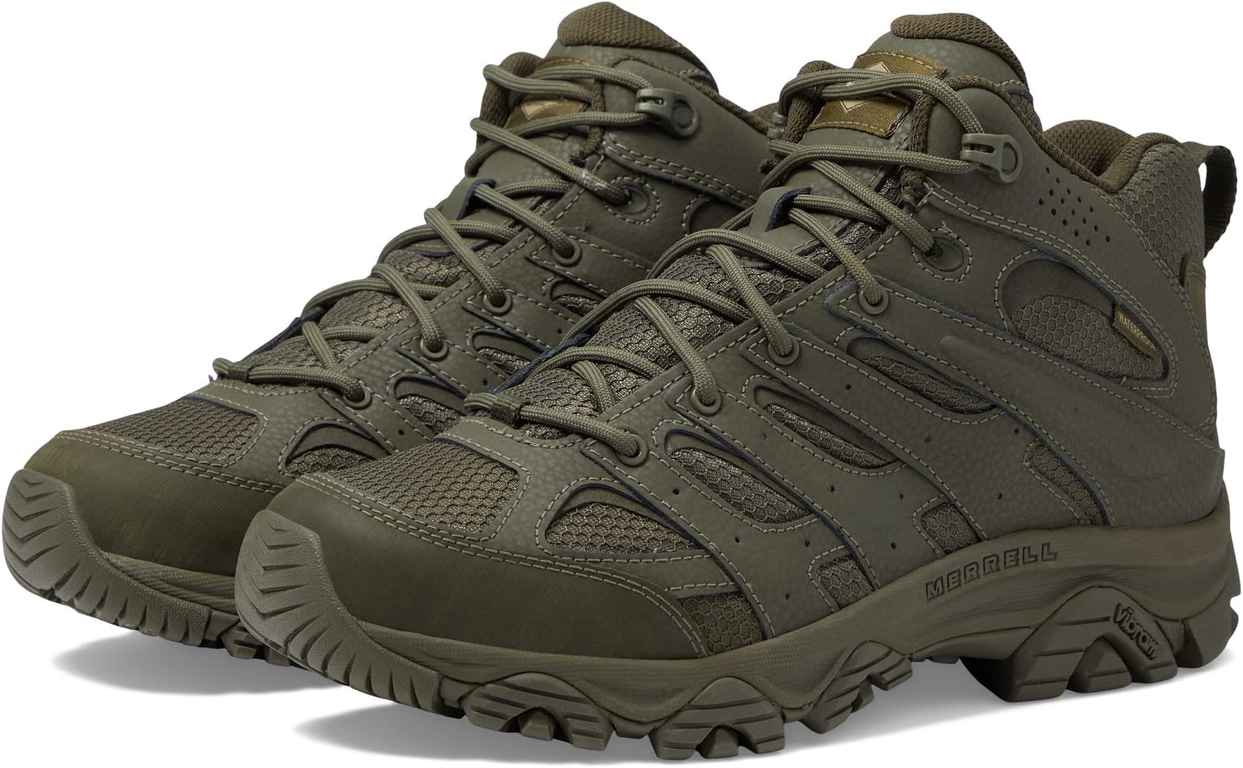 حذاء Moab 3 Mid Tactical Wp Merrell Work باللون الزيتوني الداكن