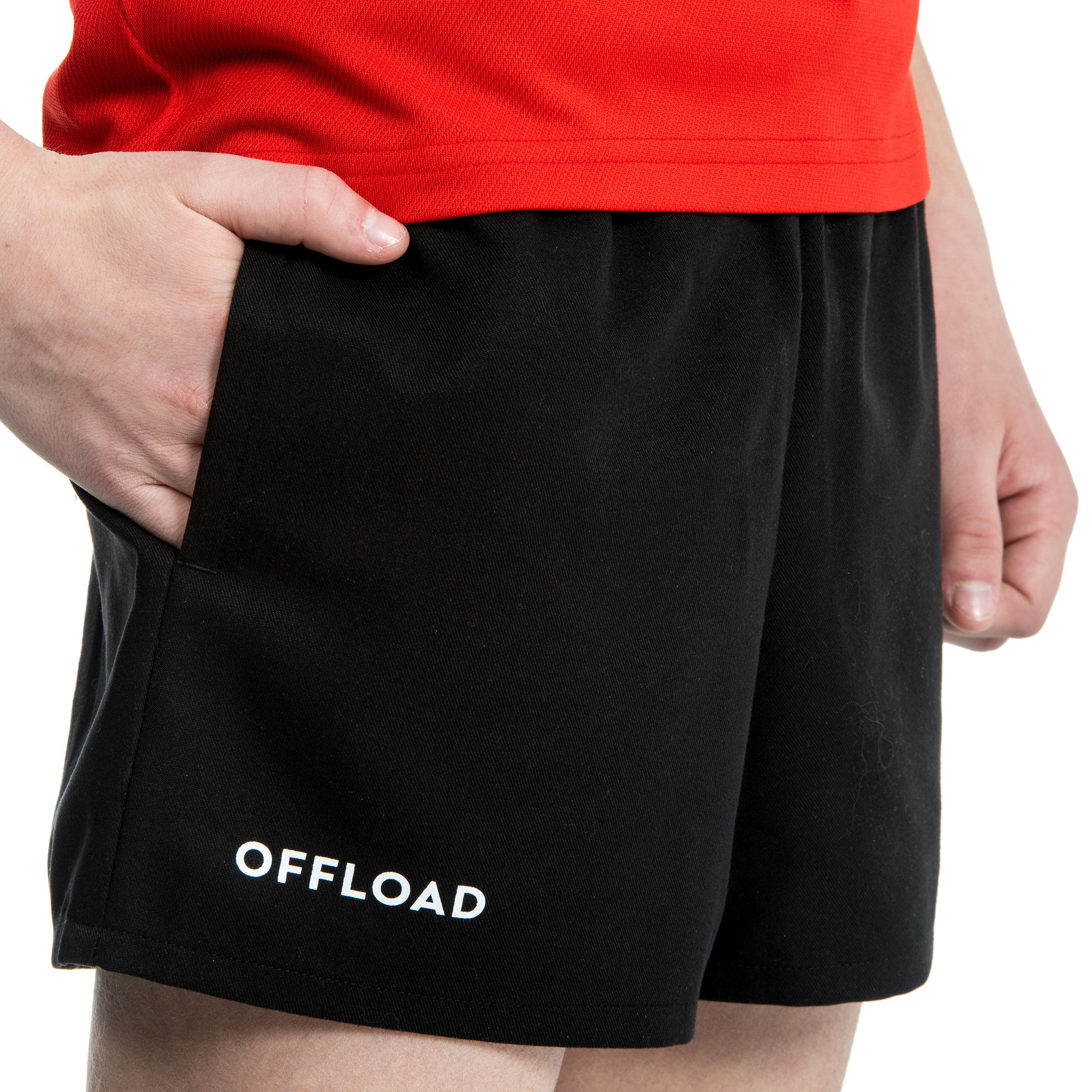 Children's rugby shorts R100 with pockets black OFFLOAD, black