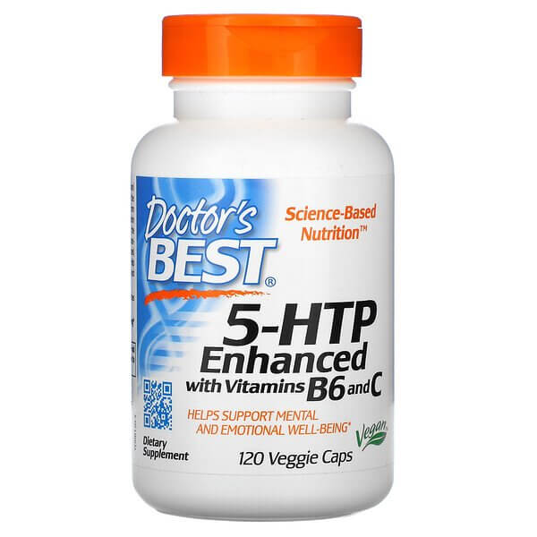 5-HTP, Fortified with Vitamins B6 & C, Doctor's Best, 120 Vegetable Capsules