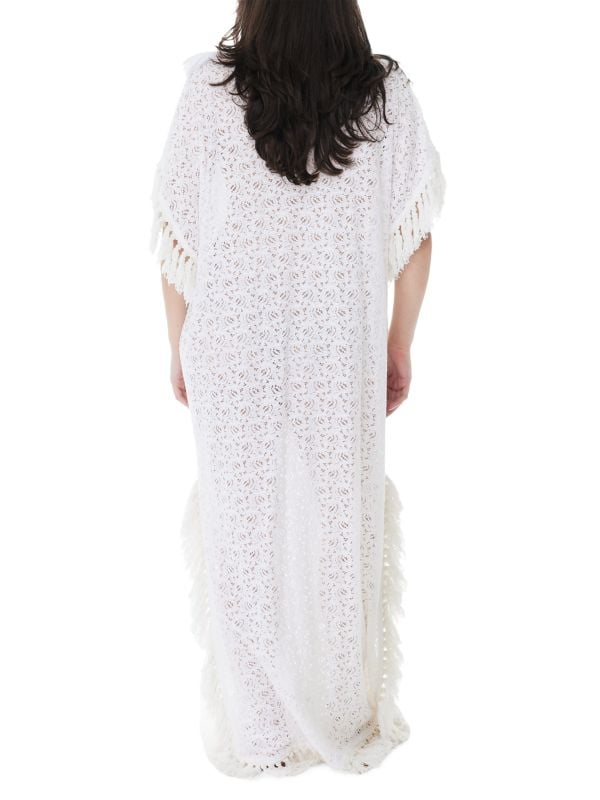 Ranee's Kaftan with lace cape and tassels, white