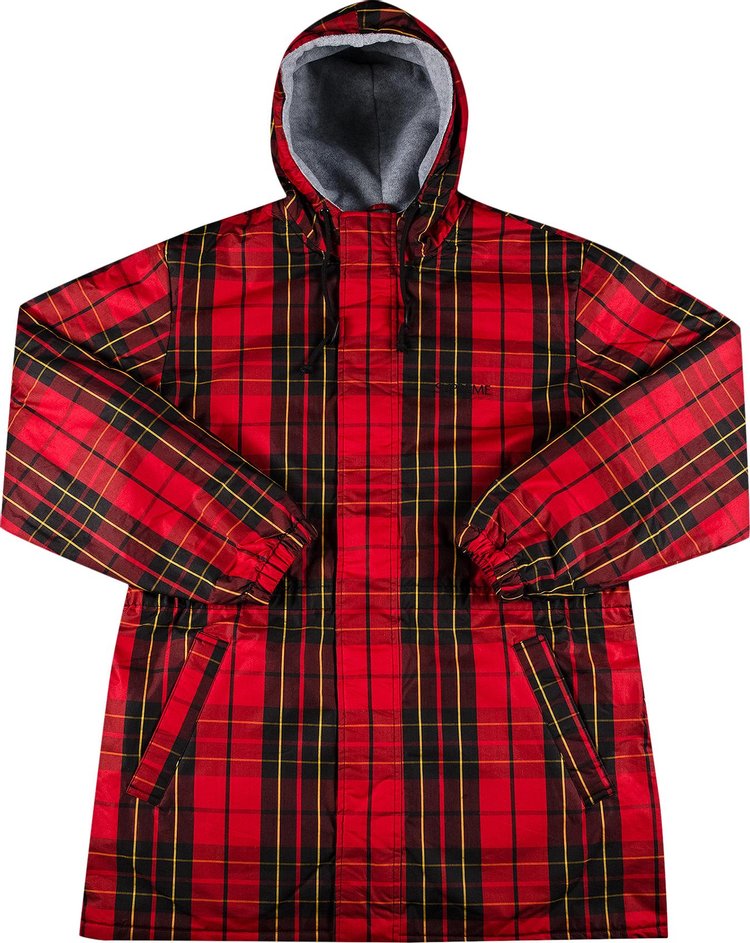 سترة باركا مبطنة من Supreme x Polartec "Tartan" باللون الأحمر