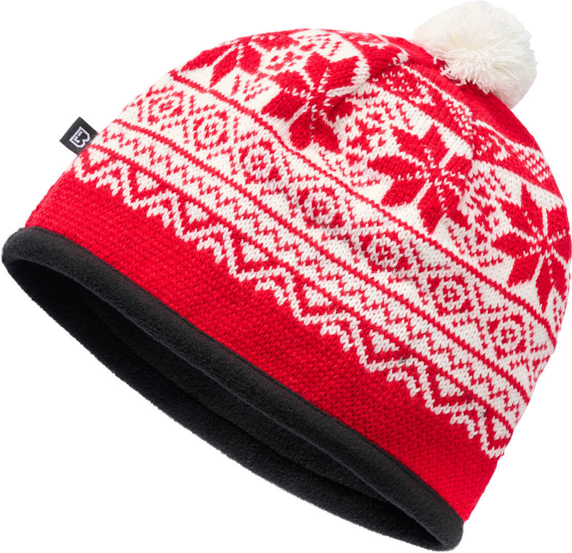 Brandit Snow hat with pompom, red/white