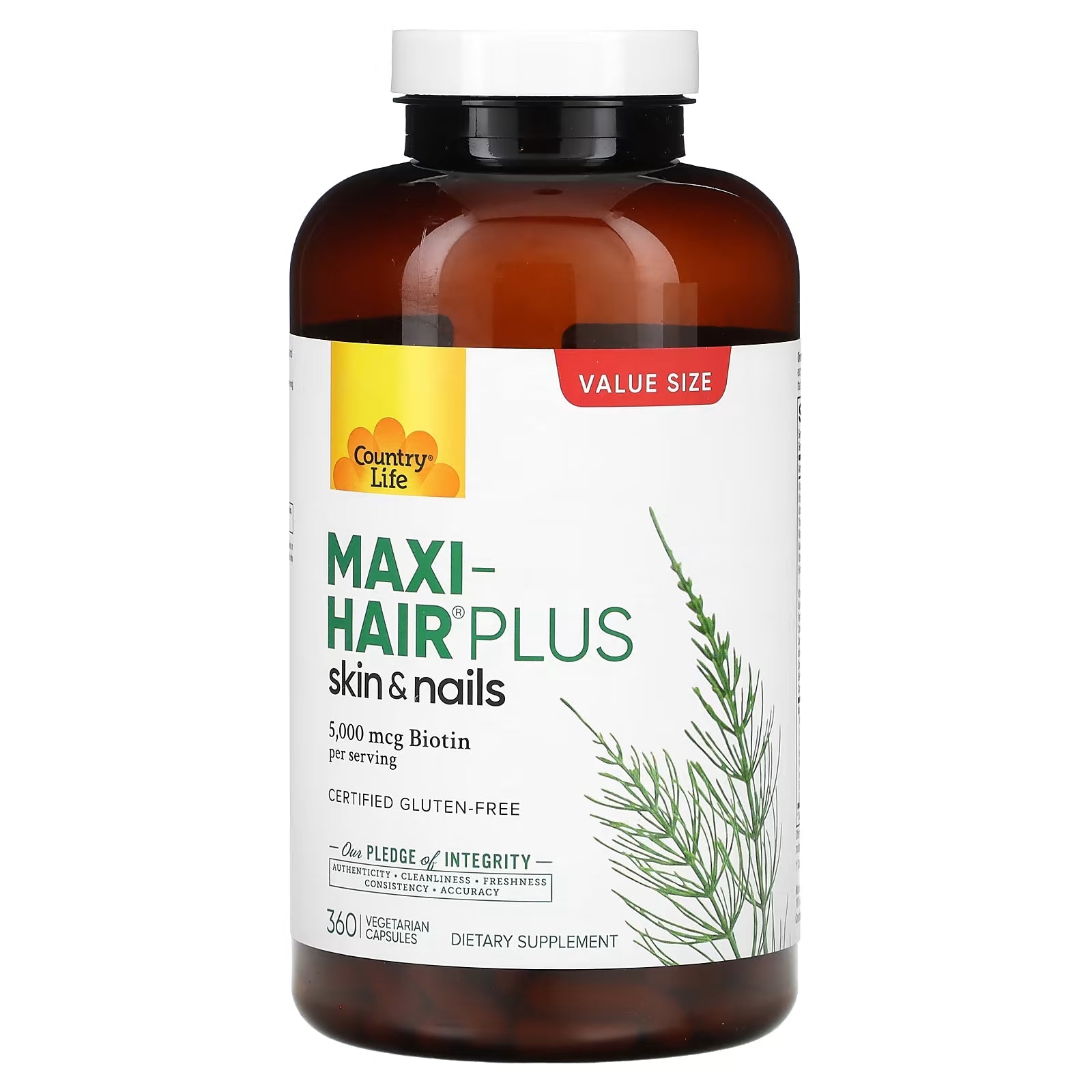 مكمل غذائي Country Life Maxi-Hair Plus، 60 كبسولة