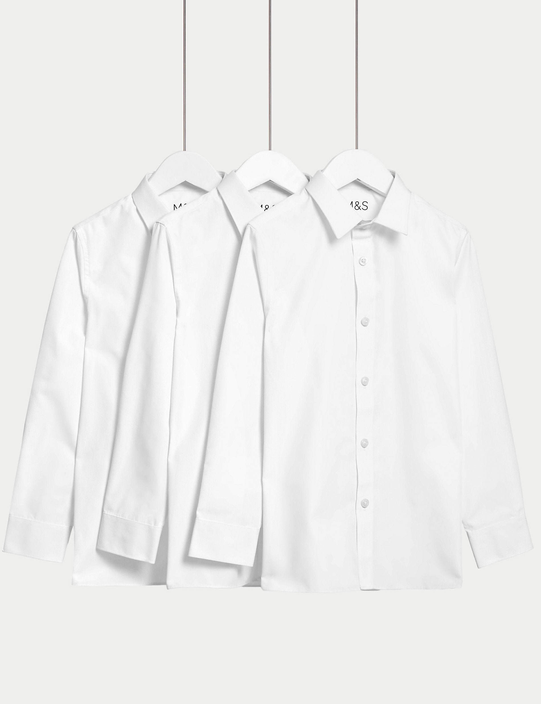 3 pairs of oversized school shirts for girls (4-18 years old) easy to iron Marks & Spencer, white