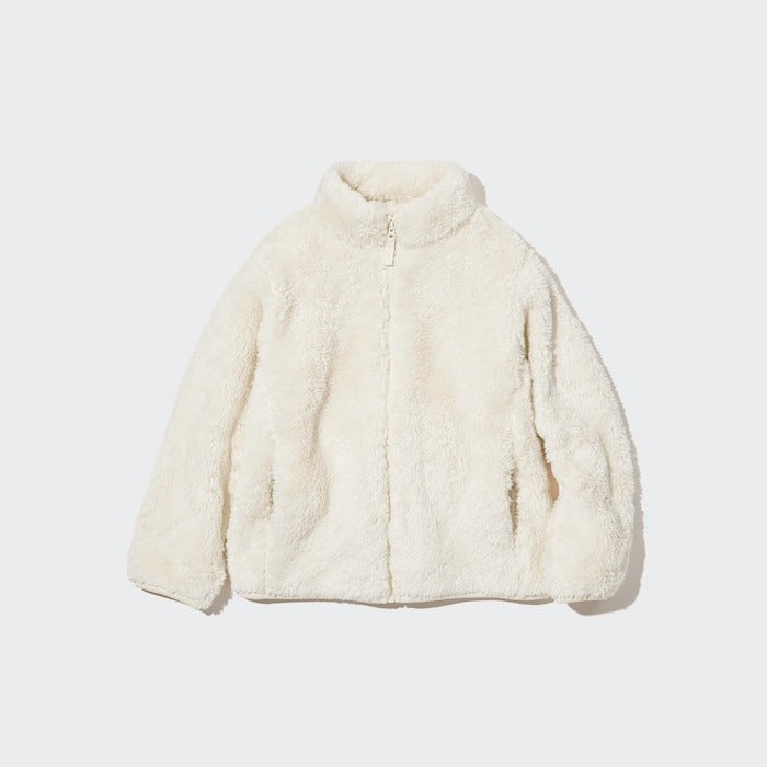 Uniqlo kids fleece jacket with zip, milk