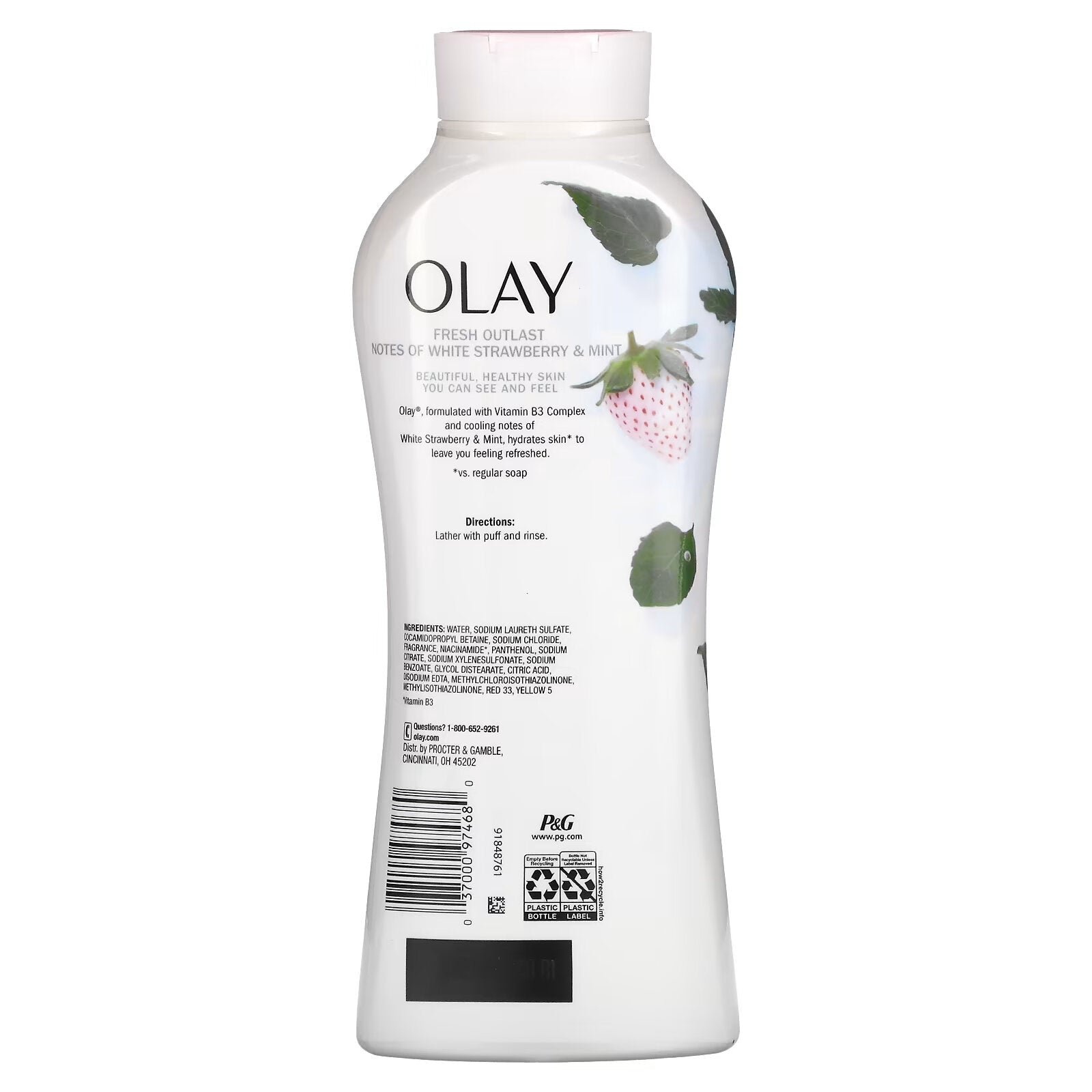 Olay, Fresh Outlast, Body Wash, Cooling White Strawberry & Mint, 22 fl oz (650 ml)