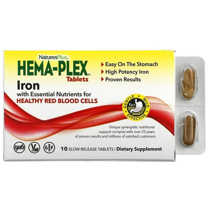 NaturesPlus Hema-Plex Iron, 10 Tablets